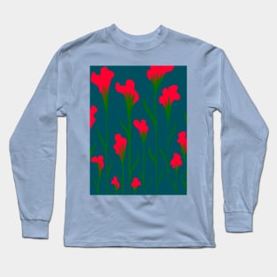 Red Petal Flowers Long Sleeve T-Shirt